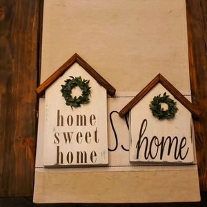 2 Home house shaped signs